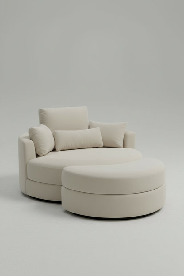 Amour Set - Luxury Circular Lounge Chair & Matching Ottoman