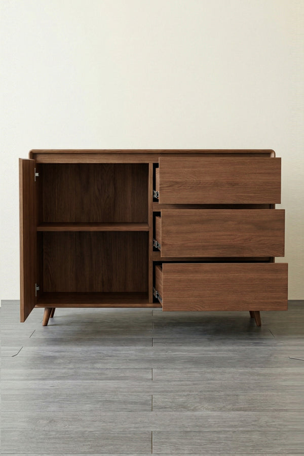 Vault Storage Cabinet - Mid-Century Modern Walnut Finish