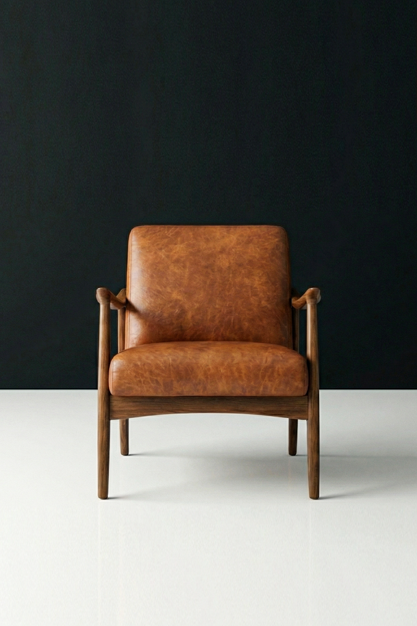 Havan Chair - Classic Leather & Solid Wood Accent Chair